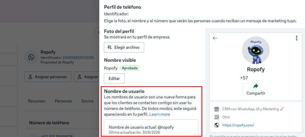 Paso 4. Ahí nos aparece la opción de Nombre de usuario. Si ingresamos en crear o editar, nos deja elegir el nombre y nos muestra algunas sugerencias.png